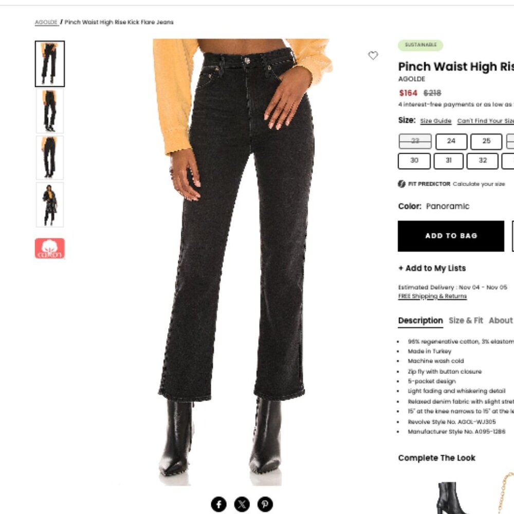 AGOLDE Pinch Waist High Rise Kick Flare Jeans “Panoramic”